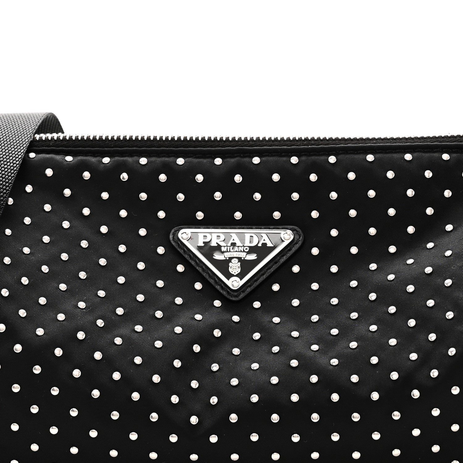 Re-Nylon Studded Shoulder Bag Black