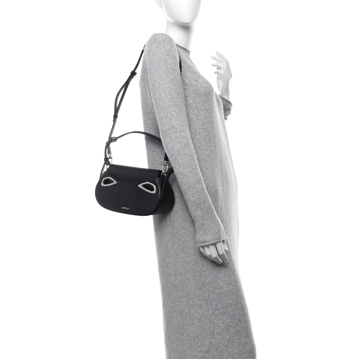 Calfskin Clam Shoulder Bag Black