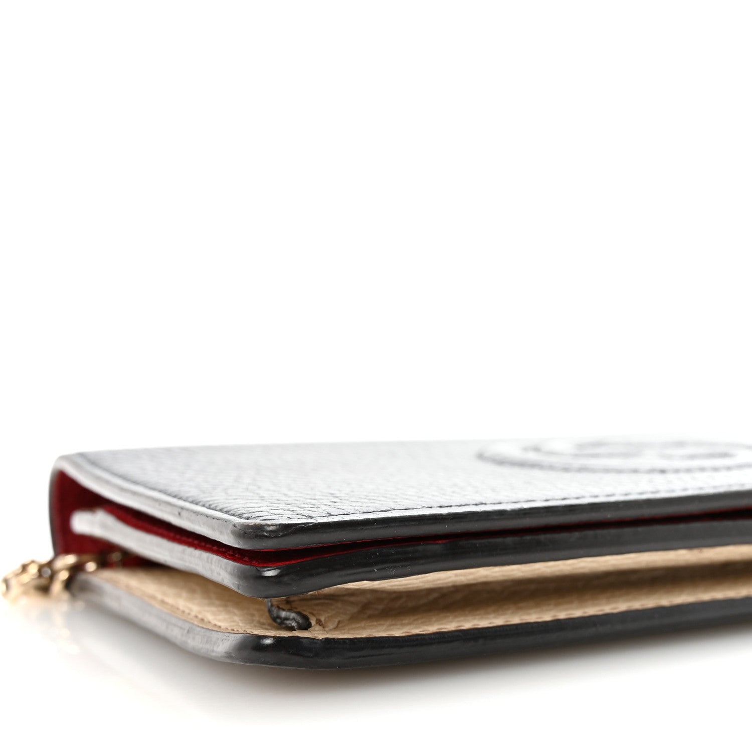 Dollar Calfskin Soho Wallet On Chain Blue Hibiscus Red Mystic White