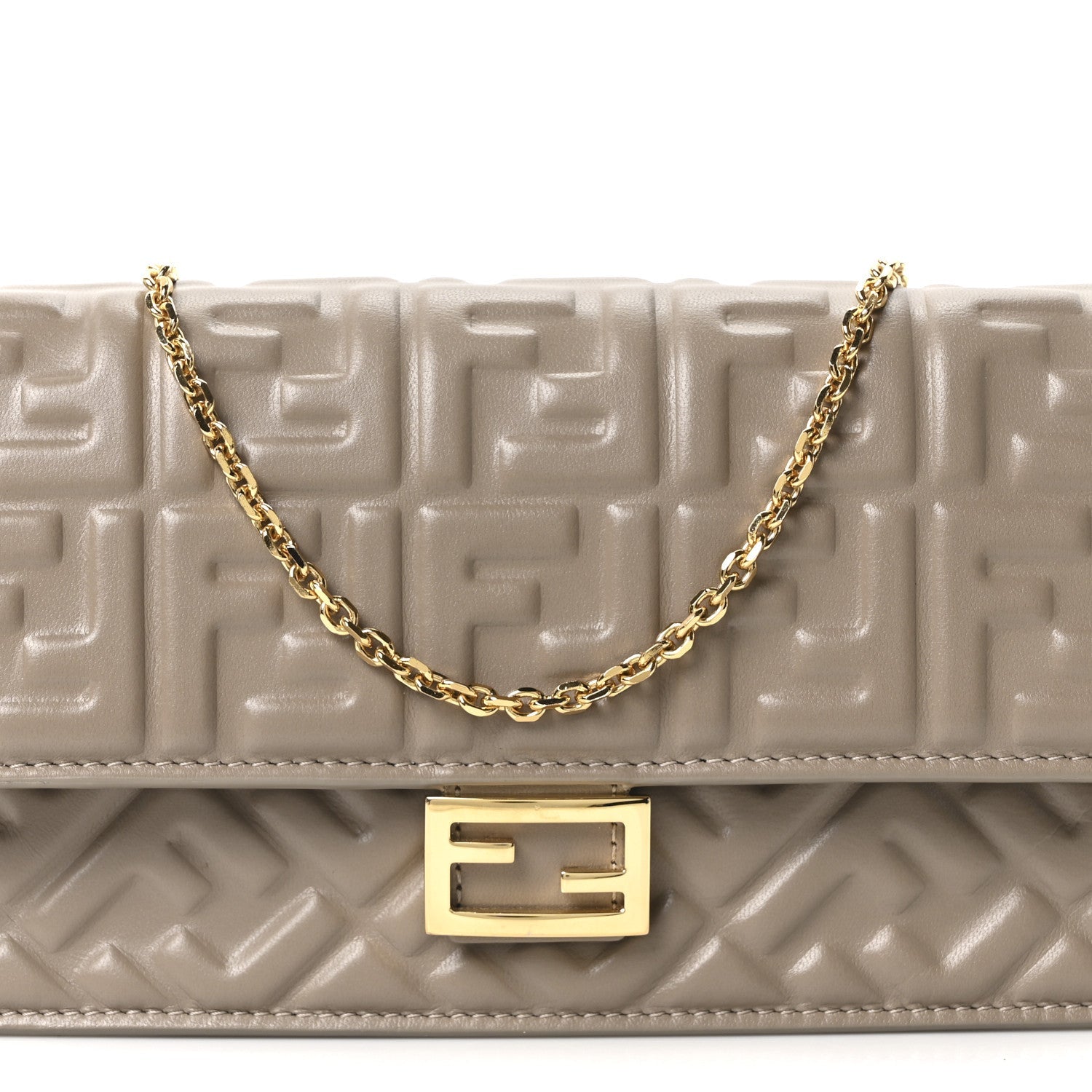 Nappa Matisse FF Embossed Wallet On Chain Baguette Grey