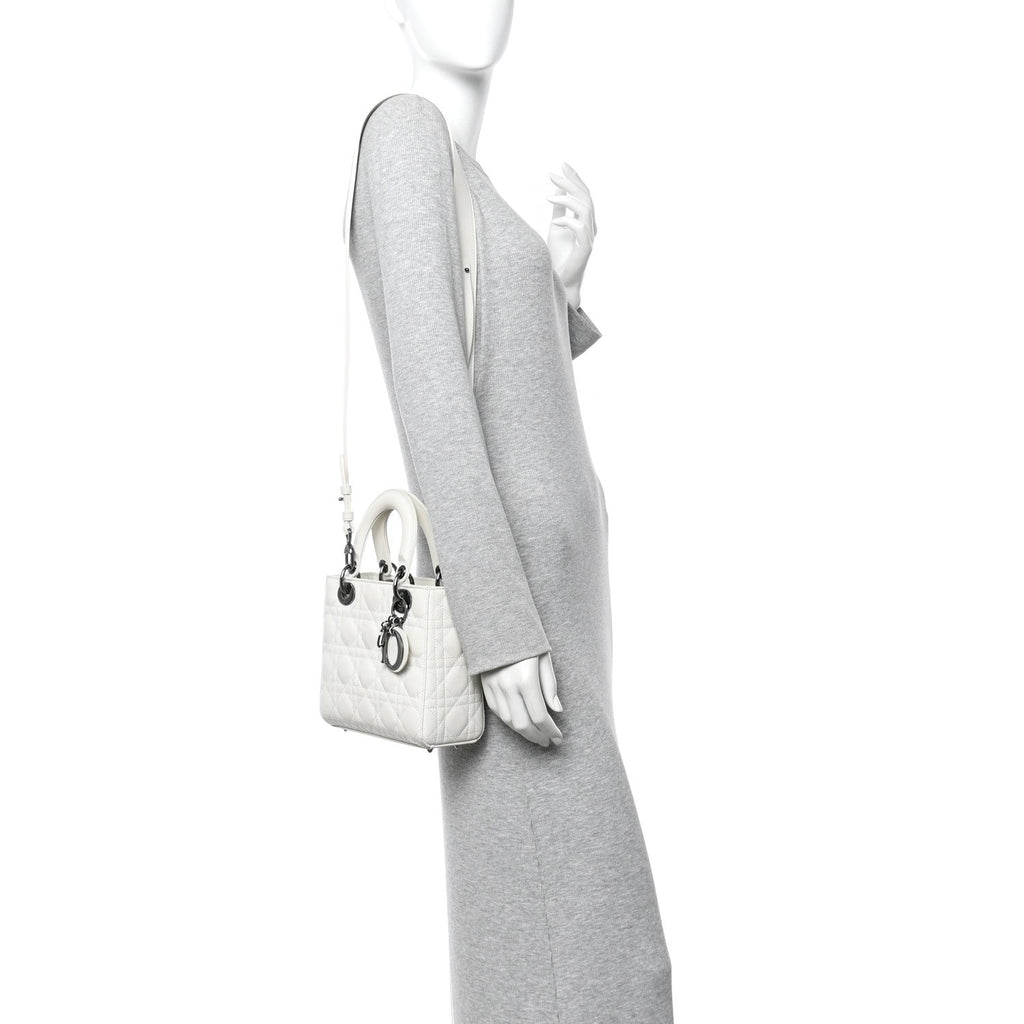 Lambskin Cannage Small My ABCDior Lady Dior White