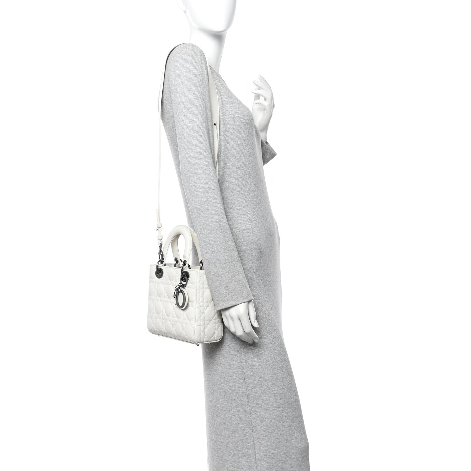 Lambskin Cannage Small My ABCDior Lady Dior White