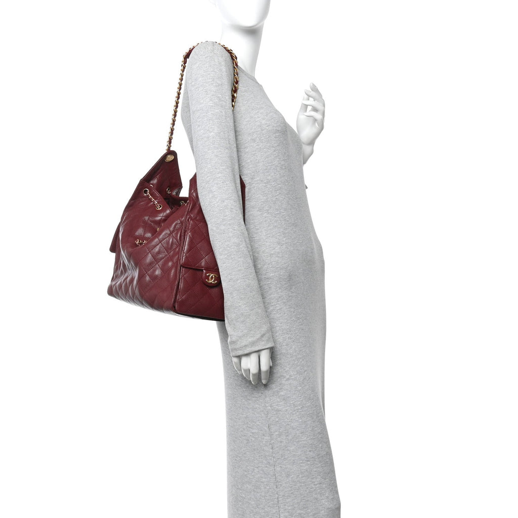 Caviar Quilted Medium Chanel 25 Handbag Burgundy