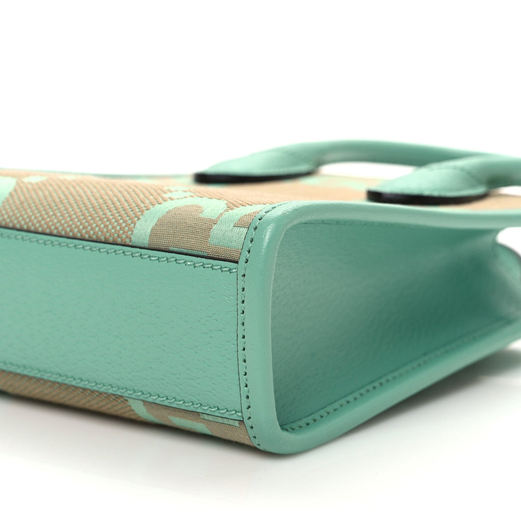 Monogram Jumbo GG Textured Dollar Calfskin Mini Tote Bag Pepperlight Mint