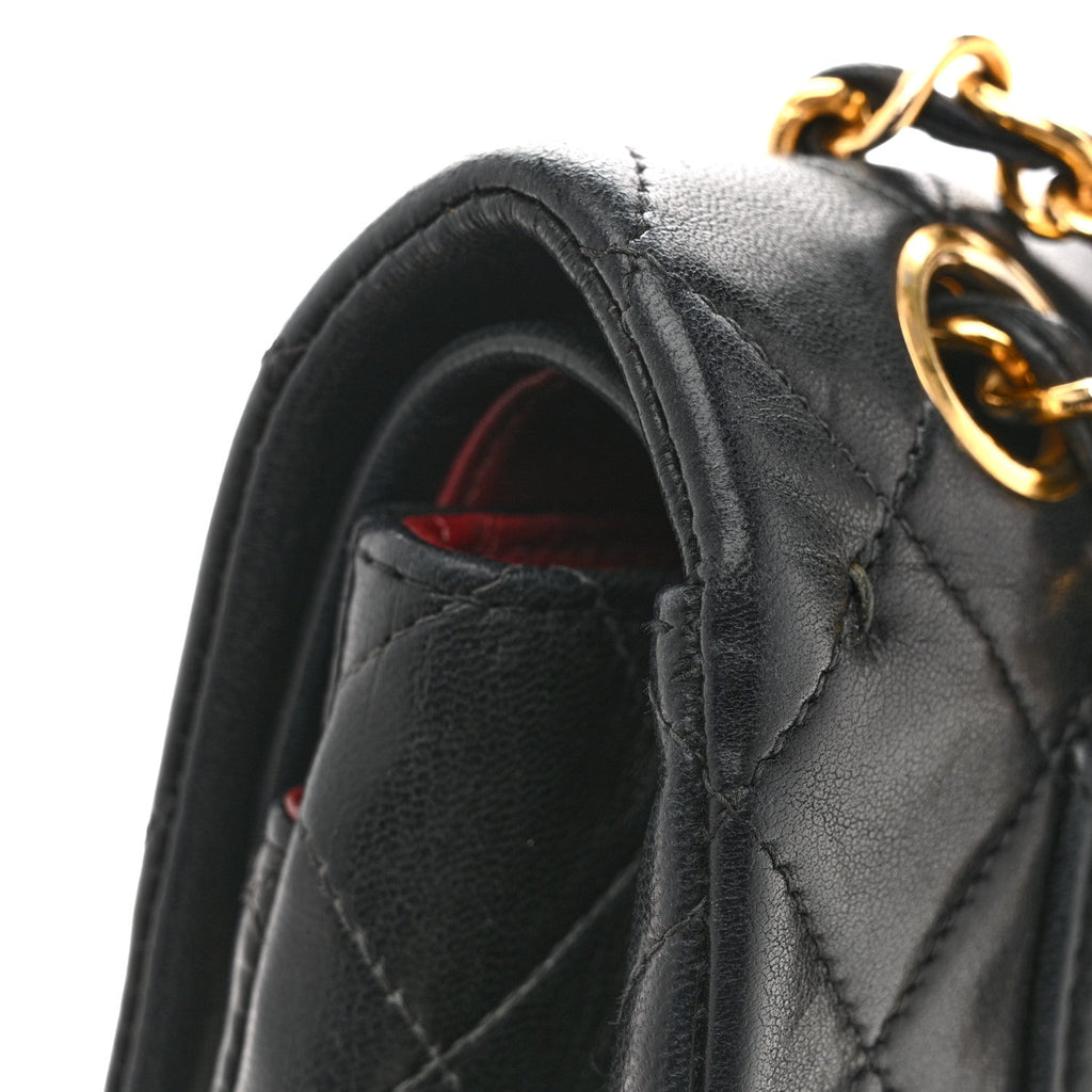 Lambskin Quilted Small Double Flap Black