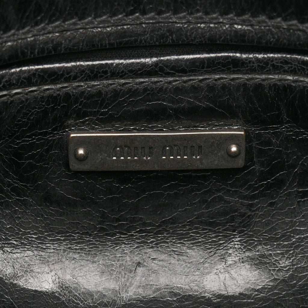 Vitello Shine Crystal Shoulder Bag Black