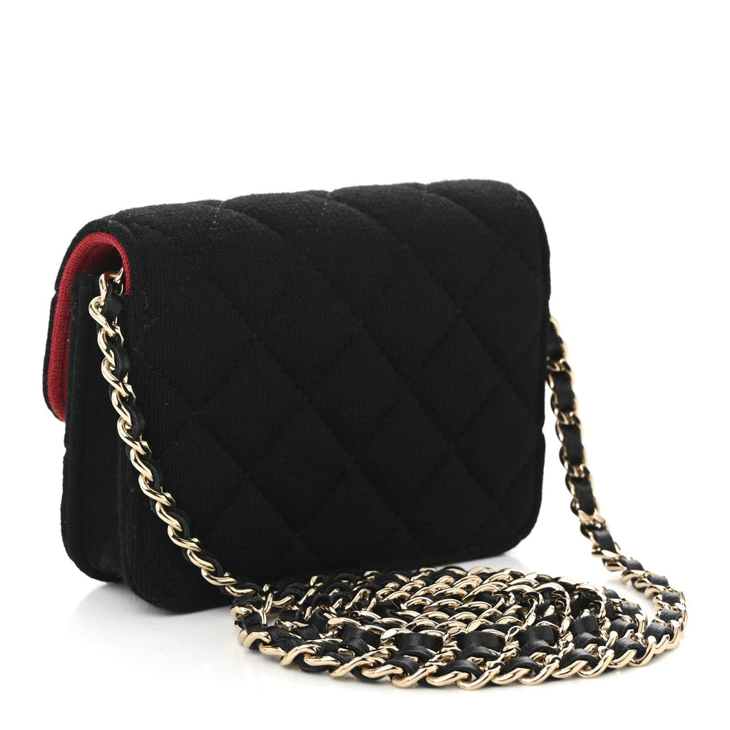 Jersey Quilted Micro Mini Flap Black