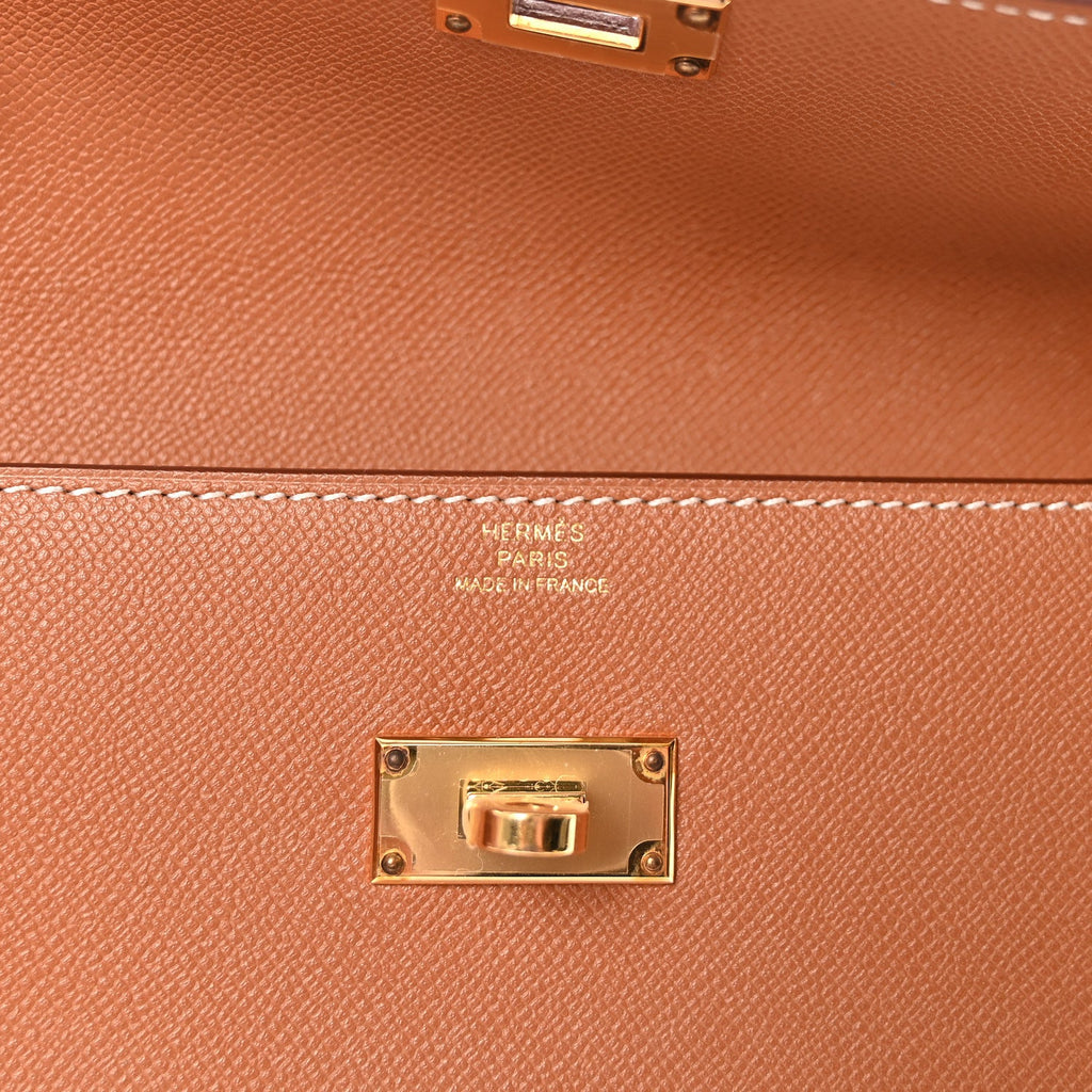 Madame Calfskin Kelly Pocket Long Wallet Gold