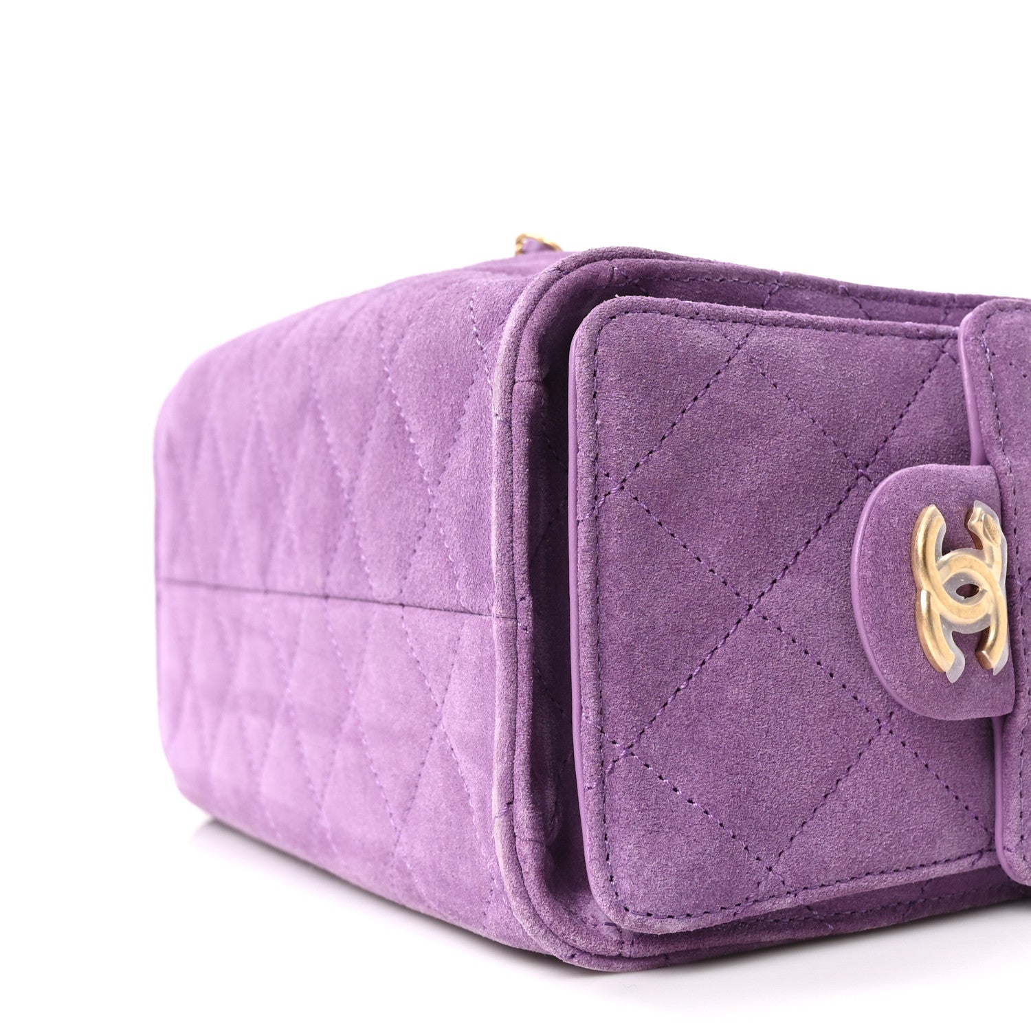 Suede Quilted Mini Chanel 25 Handbag Purple