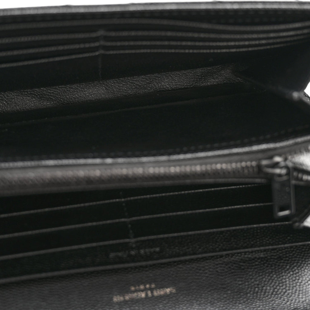 Grain De Poudre Matelasse Chevron Monogram Flap Wallet Black