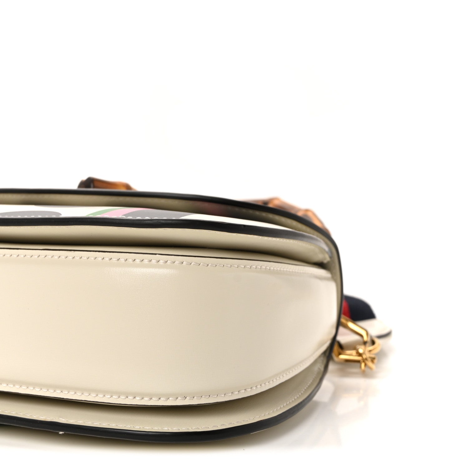 Calfskin Web Geometric Print Small Bamboo 1947 Top Handle Bag White Multi