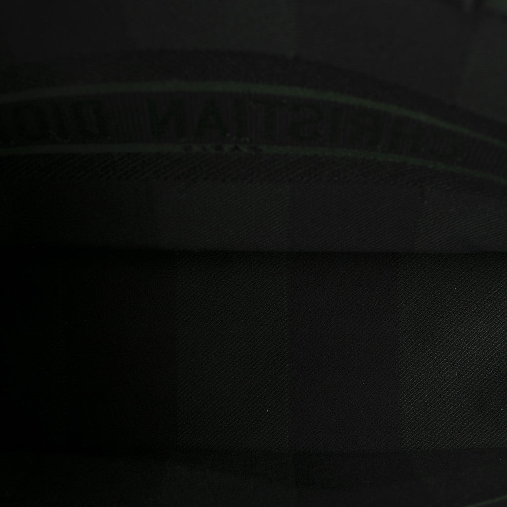 Canvas Embroidered Checkered Book Tote Black Green