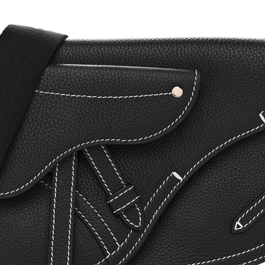 X KAWS Grained Calfskin Saddle Pouch Black