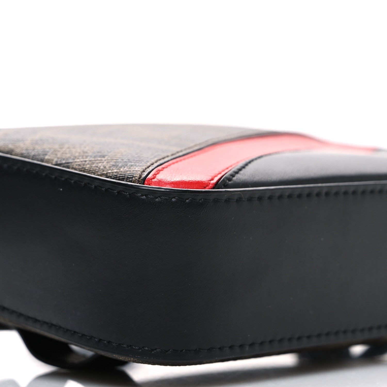 Glazed Fabric Vitello Liberty FF 1974 Diagonal Small Camera Case Tobacco Rosso Black