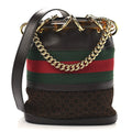 Suede Calfskin Web G Logo Bucket Bag Dark Brown