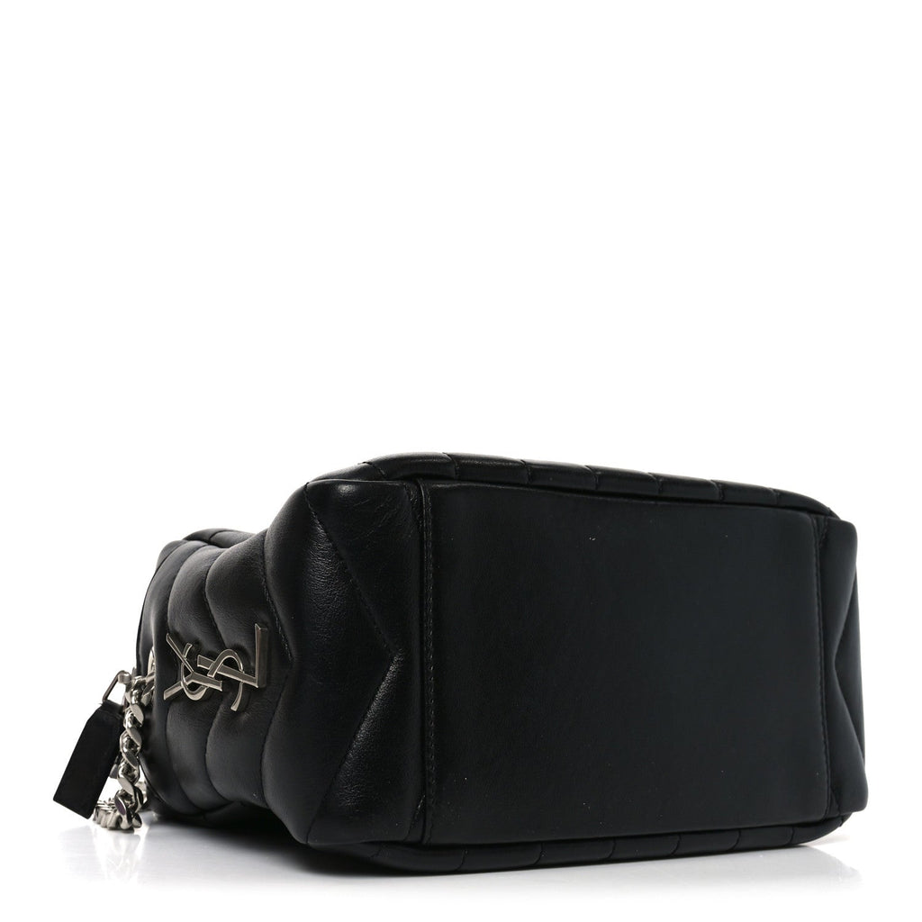 Calfskin Y Quilted Monogram Small Loulou Bowling Bag Black