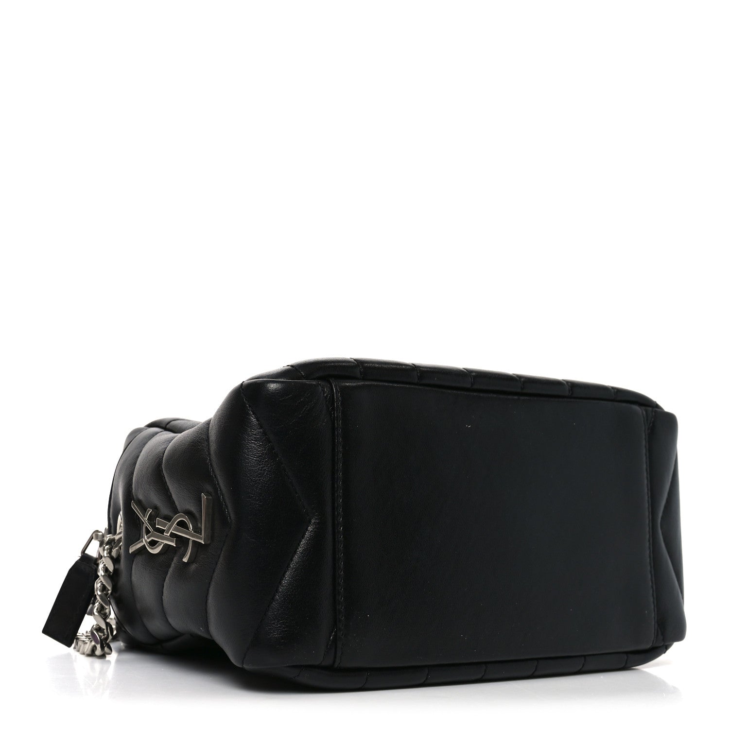 Calfskin Y Quilted Monogram Small Loulou Bowling Bag Black