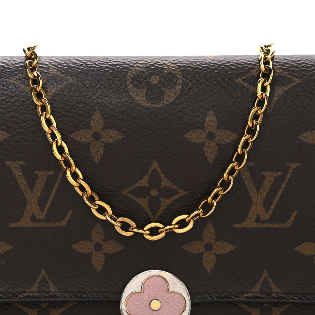 Monogram Flore Chain Wallet Rose Ballerine