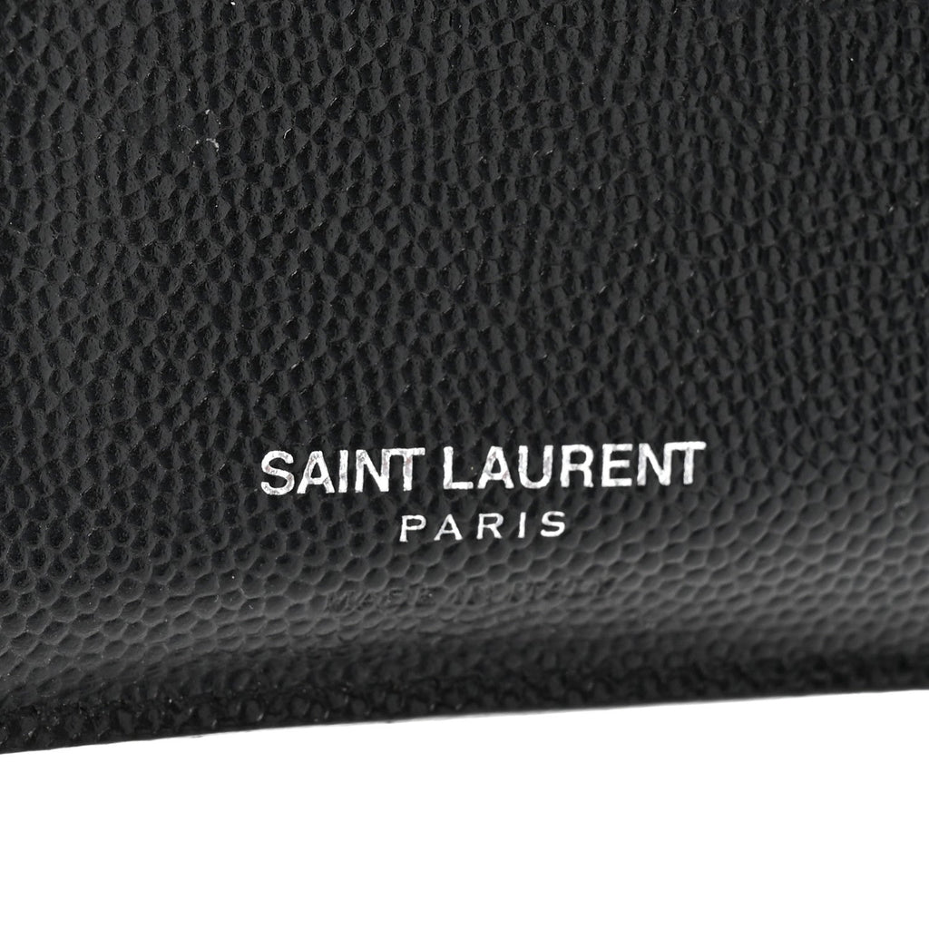 Grain De Poudre Matelasse Chevron Monogram Compact Tri Fold Wallet Black