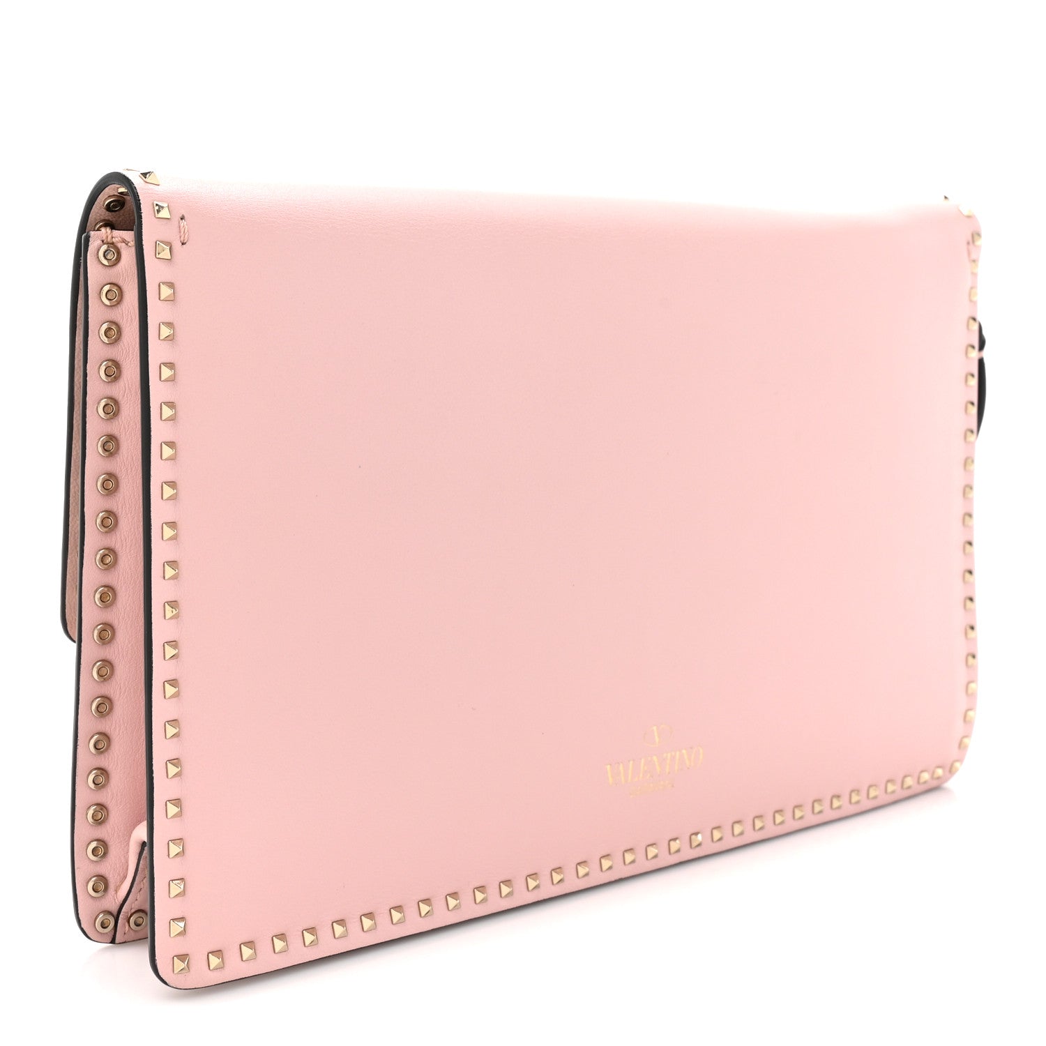 Nappa Micro Rockstud Wristlet Clutch Water Rose