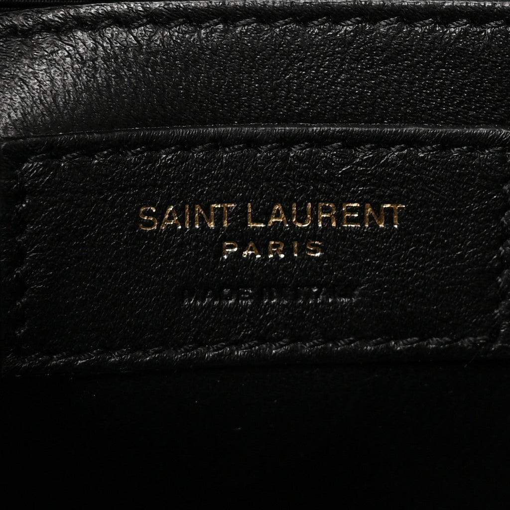 Calfskin Crocodile Embossed Small Classic Monogram Kate Tassel Satchel Black
