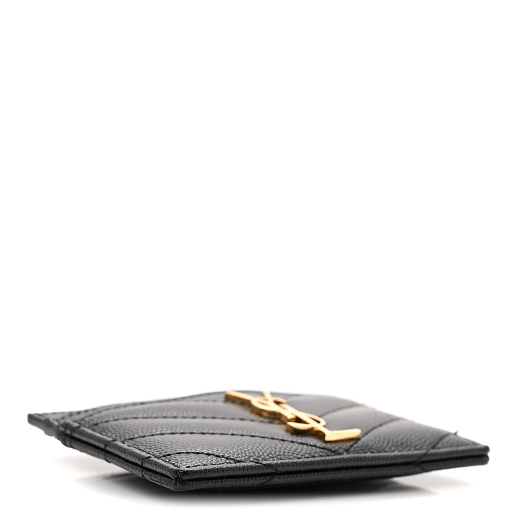 Grain De Poudre Matelasse Chevron Monogram Credit  Case Black