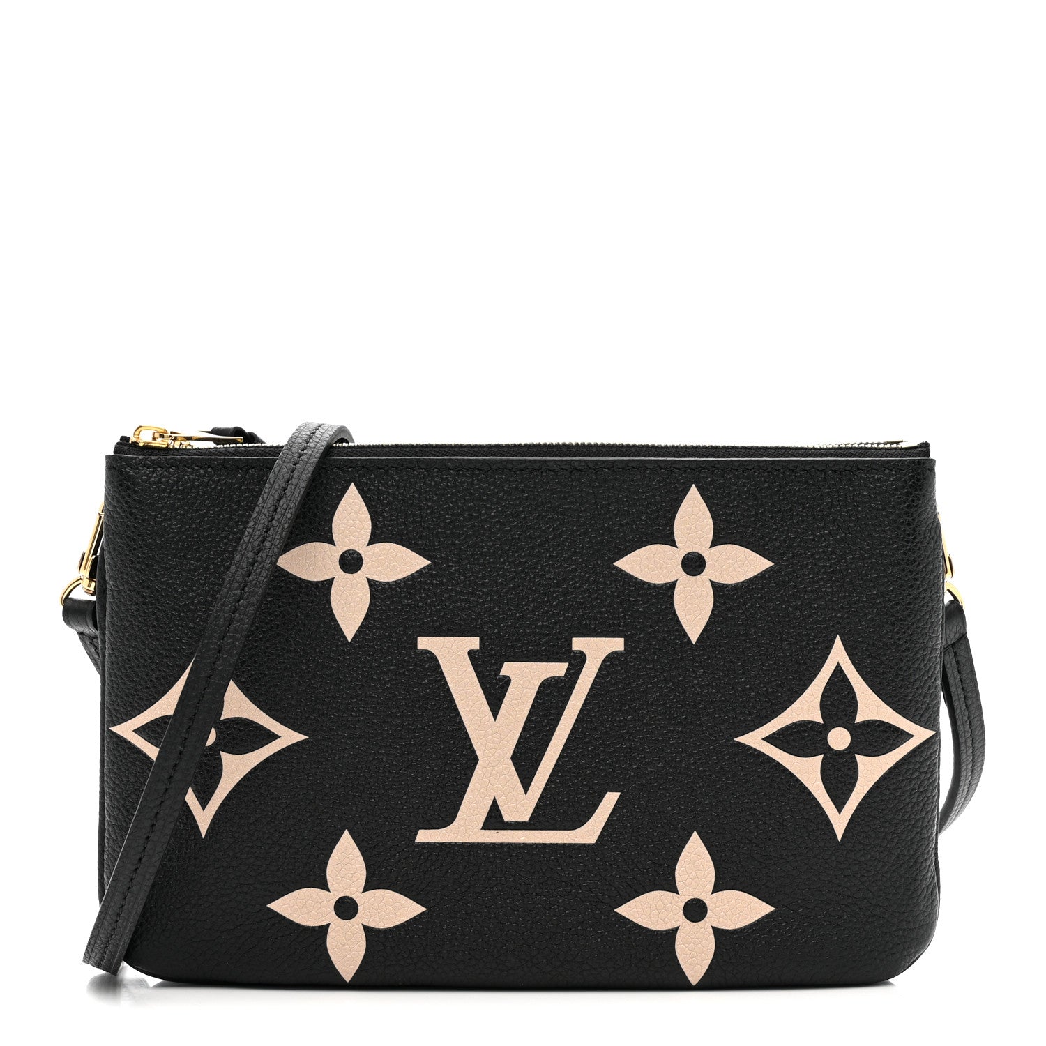 Empreinte Monogram Giant Double Zip Pochette Black Cream