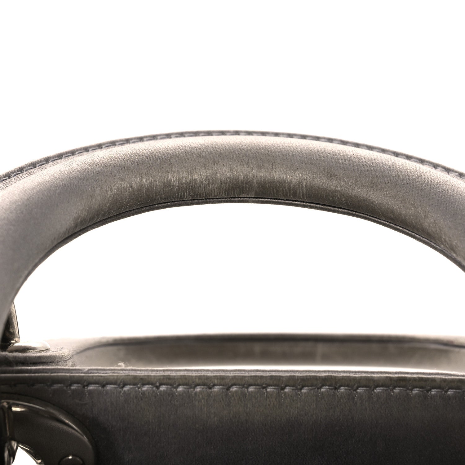 Satin Crystal Cannage Mini Lady Dior Gray