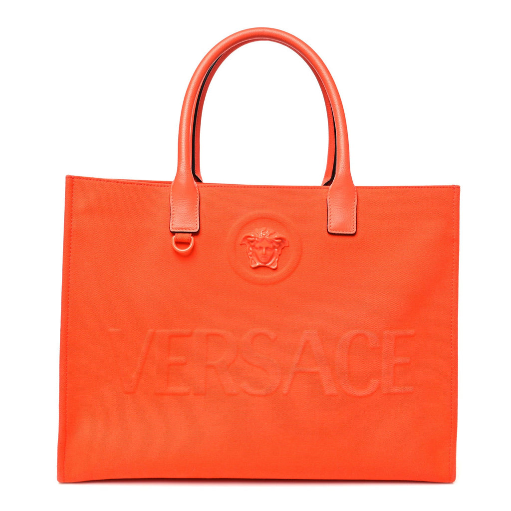 Canvas Calfskin La Medusa Tote Bag Orange