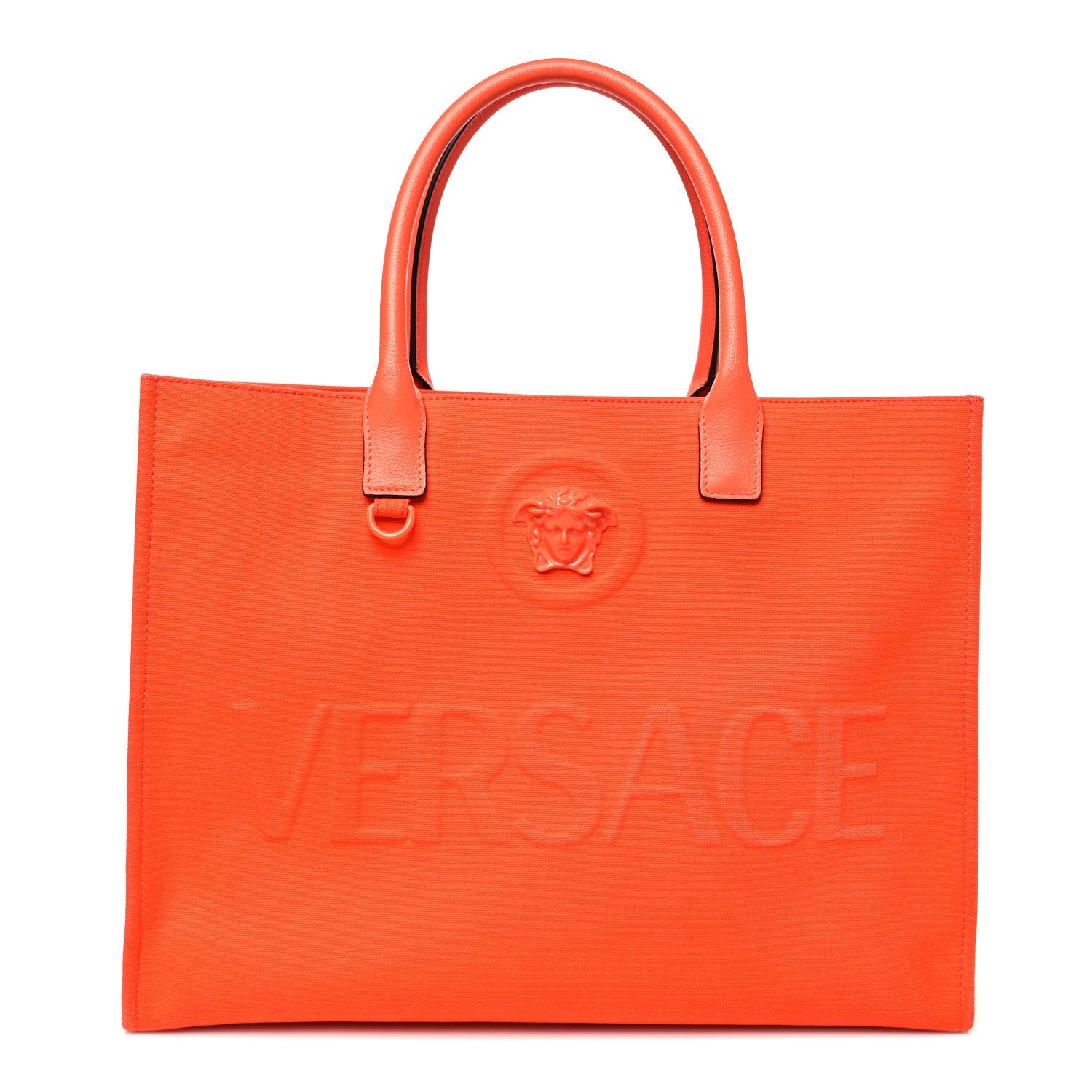 Canvas Calfskin La Medusa Tote Bag Orange