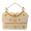 Knit Large Roman Stud Shoulder Bag Ecru
