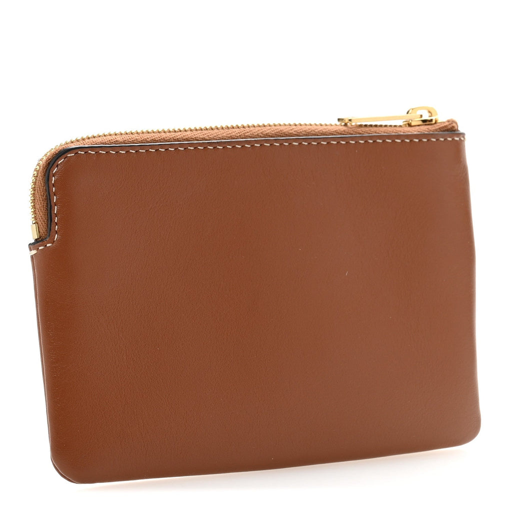 Smooth Calfskin Cuir Triomphe Coin and  Pouch With Hook Tan