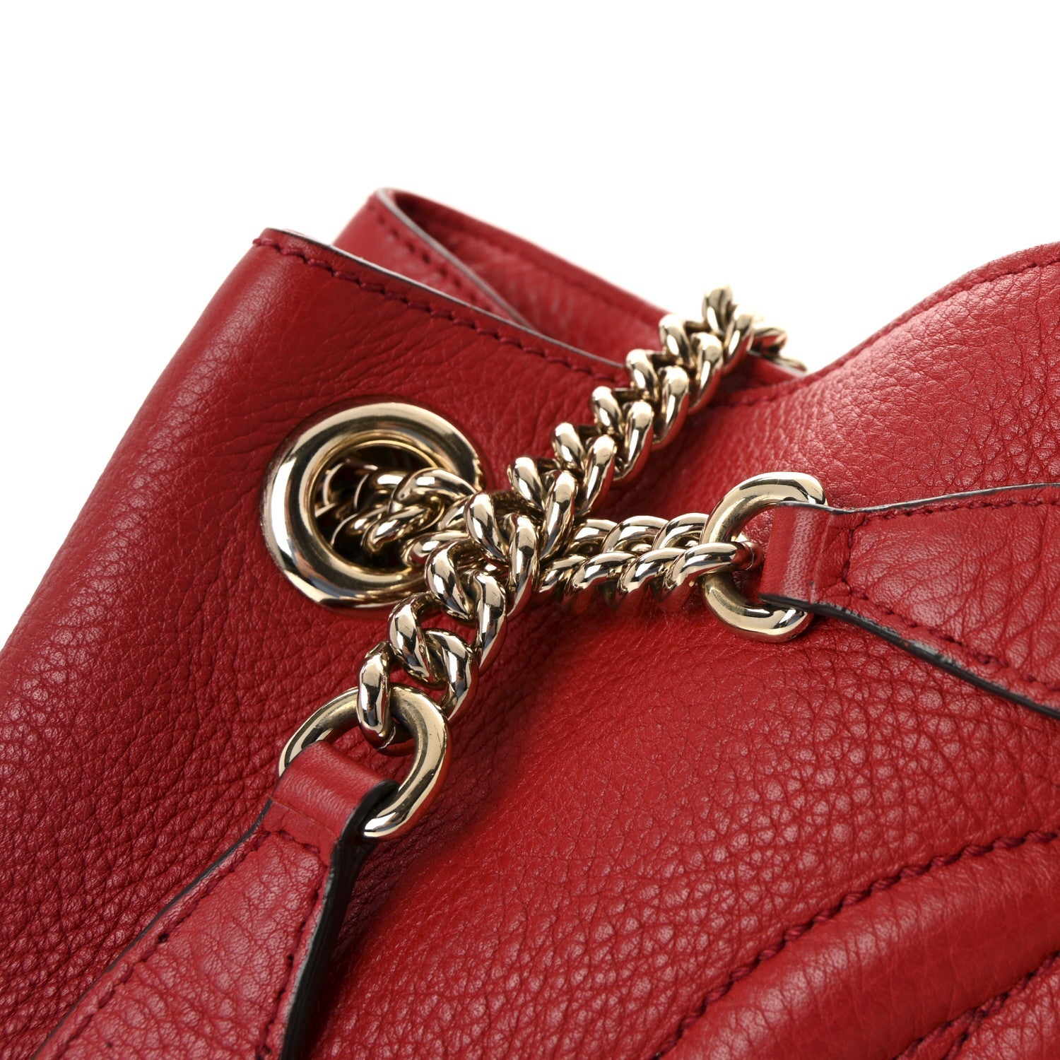 Pebbled Calfskin Medium Soho Chain Shoulder Bag Tabasco Red