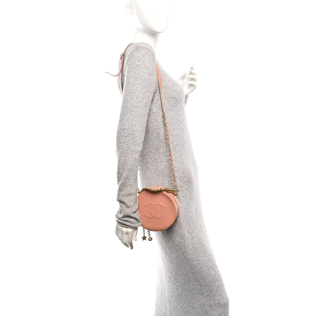 Calfskin Round As Earth Evening Bag Beige