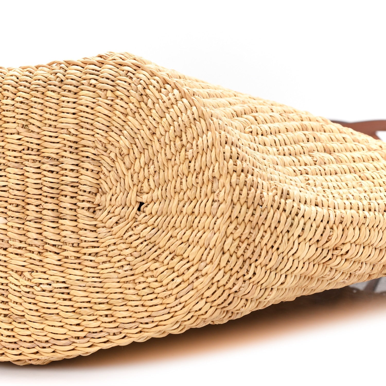 Calfskin Raffia Paulas Ibiza Small Basket Tote Bag Natural Pecan