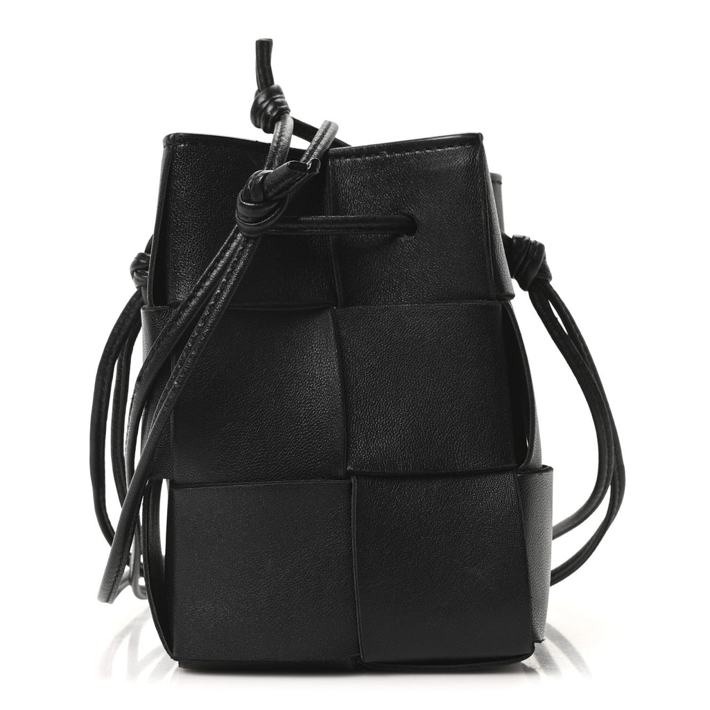Nappa Maxi Intrecciato Mini Cassette Bucket Bag Black