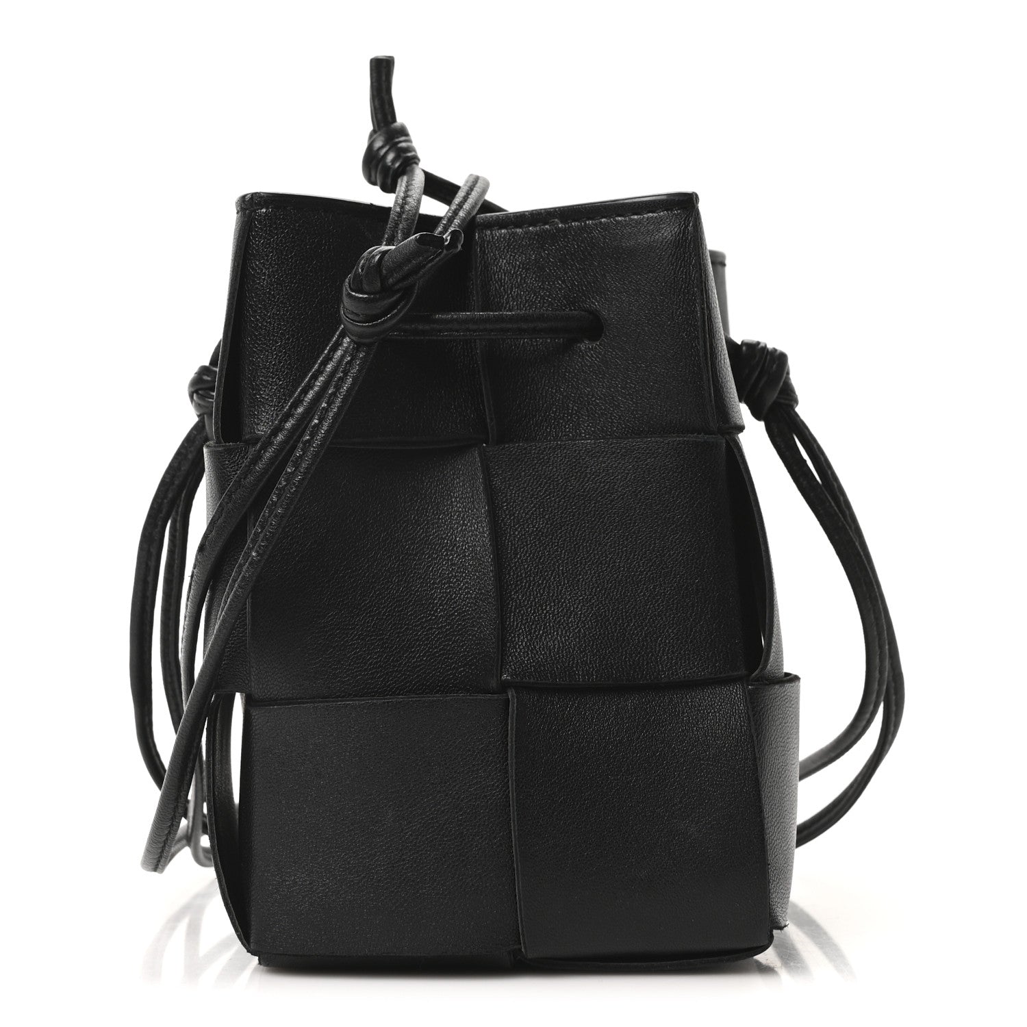 Nappa Maxi Intrecciato Mini Cassette Bucket Bag Black