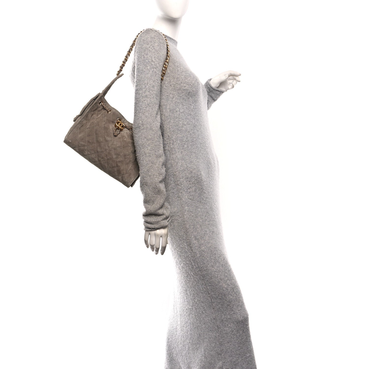 Suede Quilted Small Chanel 25 Handbag Dark Grey