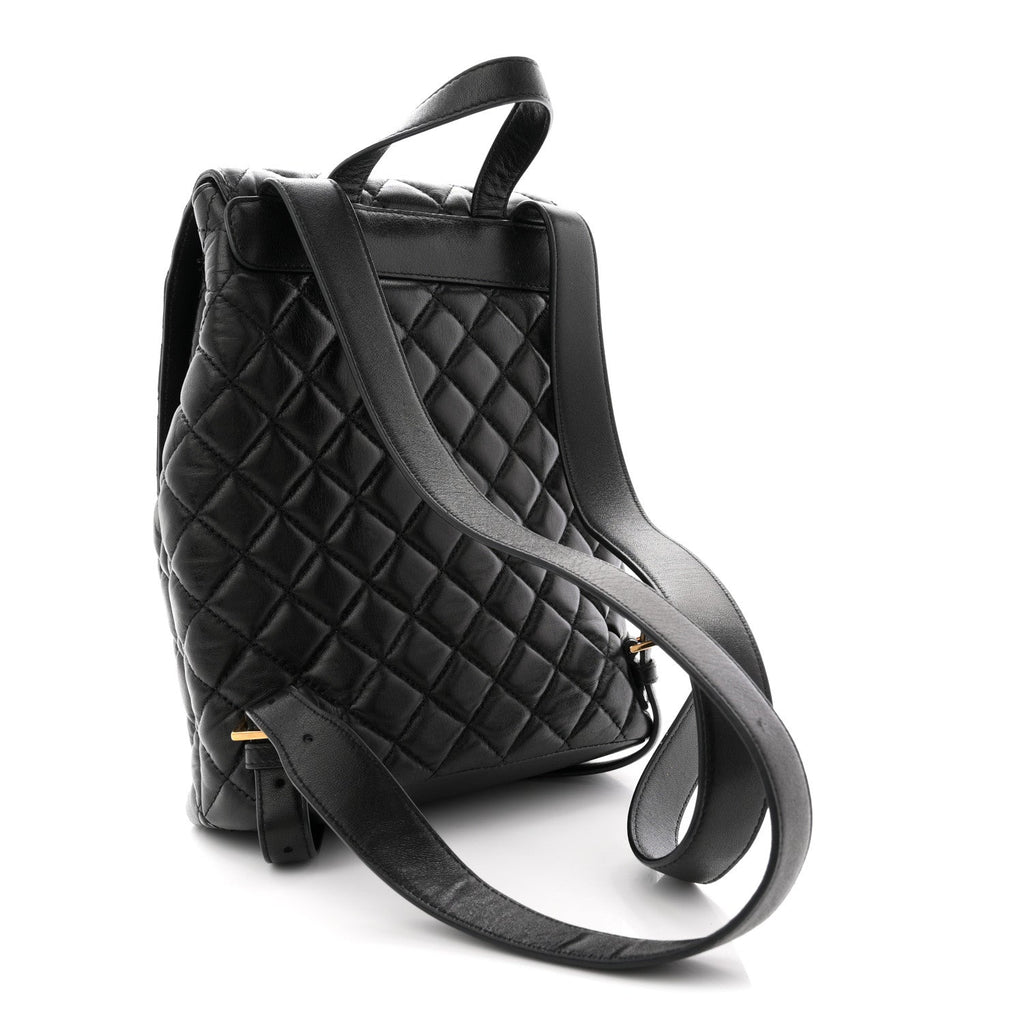Calfskin Quilted Medusa Backpack Black