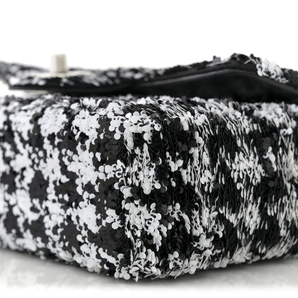 Sequin Houndstooth Small Flap Black White