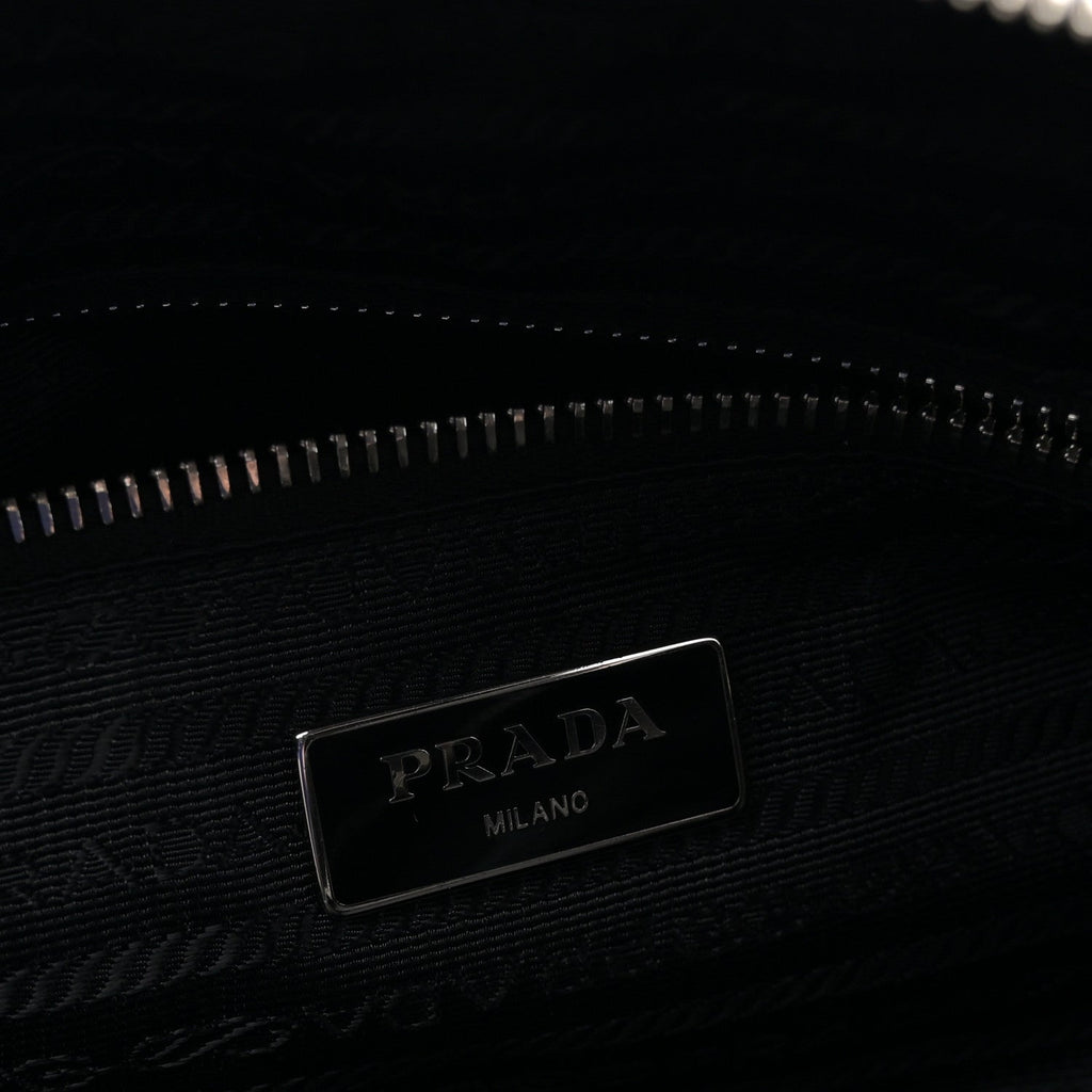 Nylon Tessuto Impuntu Quilted Shoulder Bag Black