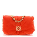 Velvet Mini Goya Puffer Bag Orange
