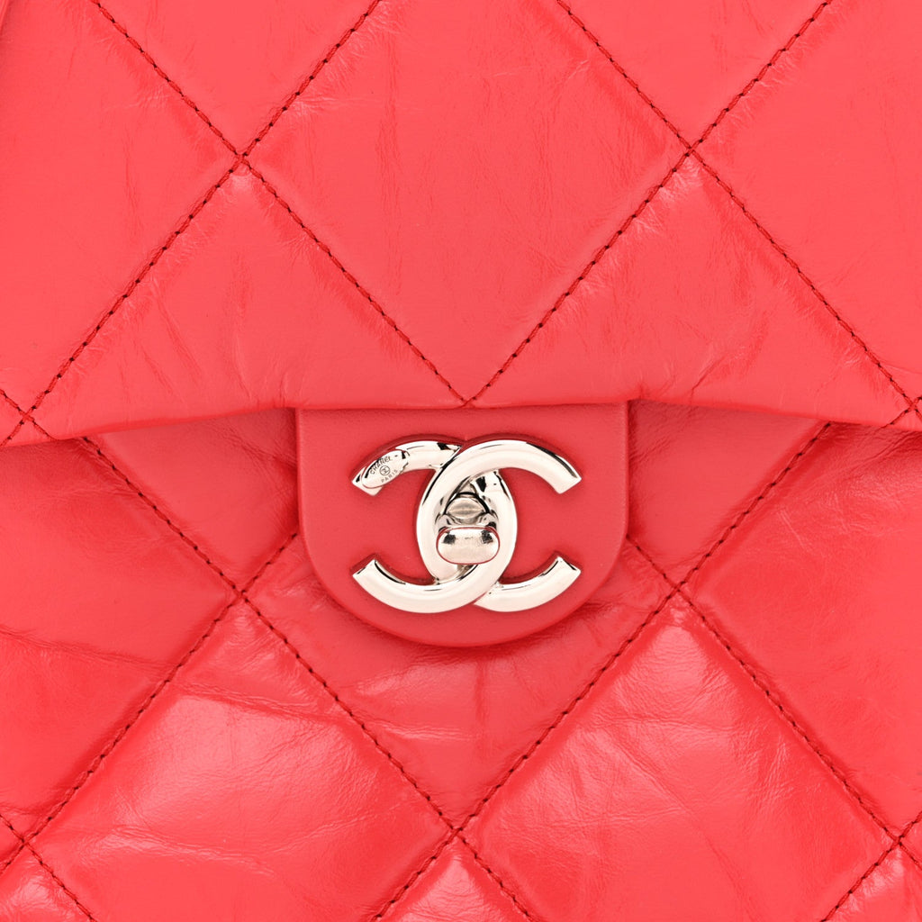 Aged Calfskin Quilted Top Handle Camera Case Red