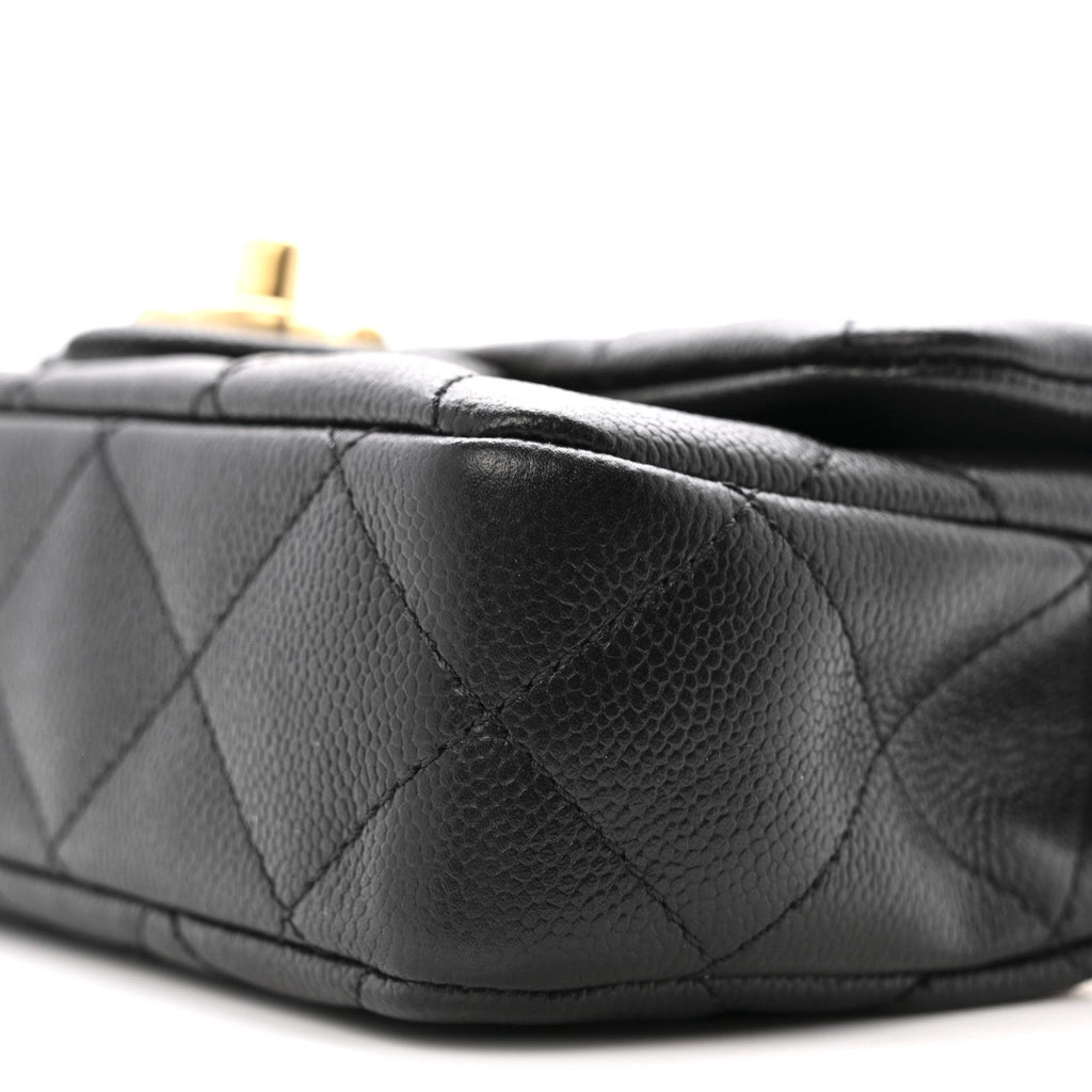 Caviar Quilted Mini Sweetheart Rectangular Flap Black