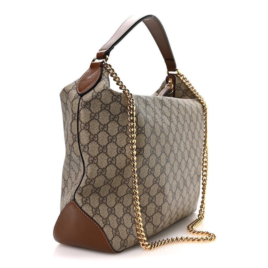 GG Supreme Monogram Large Linea A Hobo Light Brown