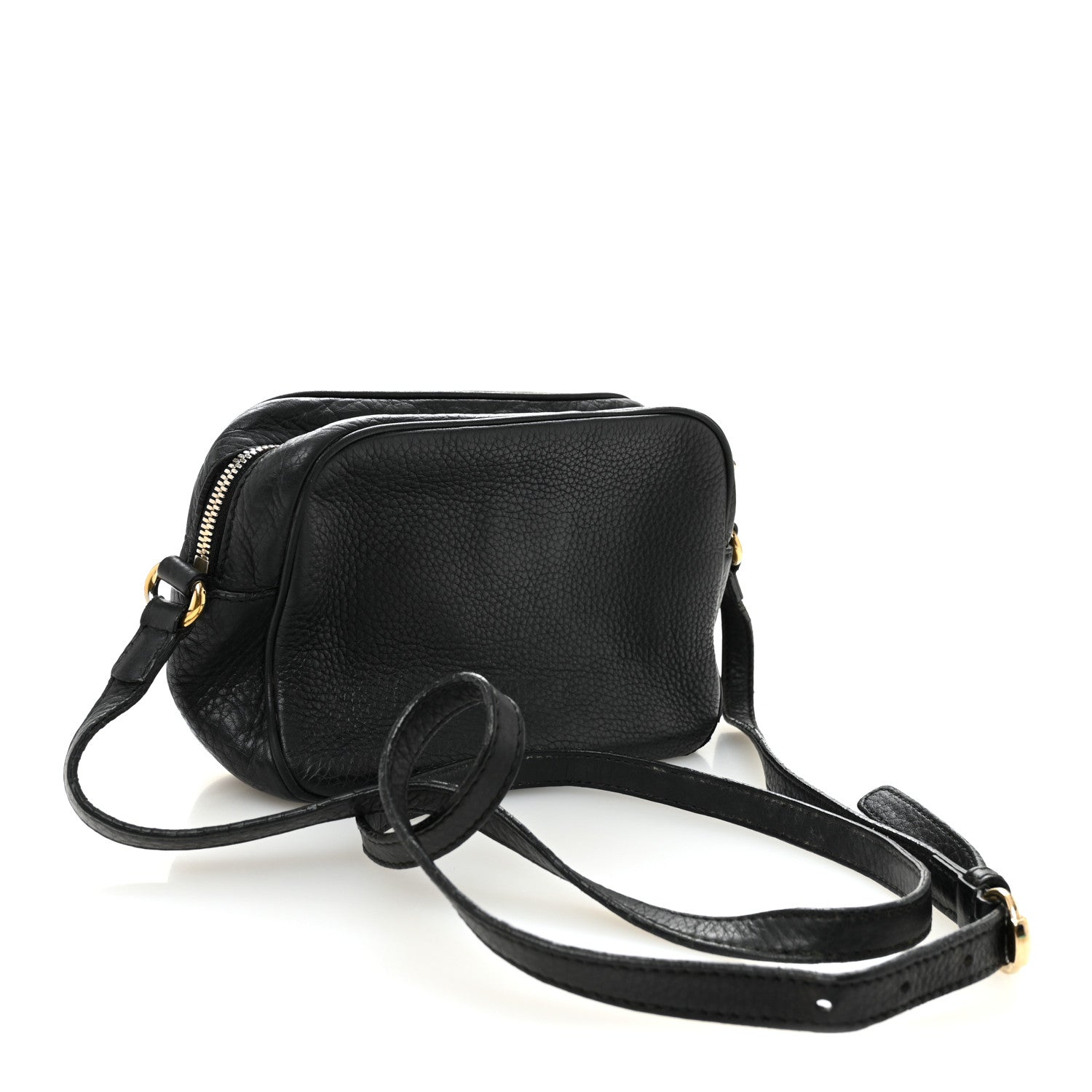 Pebbled Calfskin Small Soho Disco Bag Black