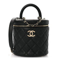 Caviar Quilted Top Handle Vanity Case Black