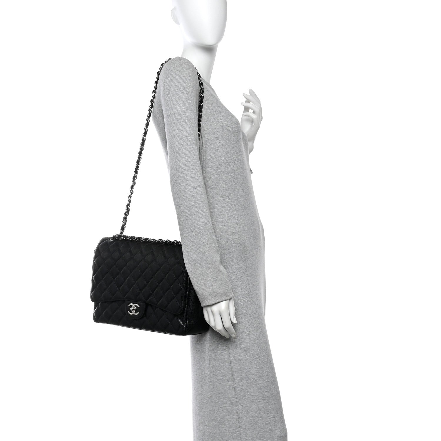 Caviar Quilted Maxi Double Flap Black