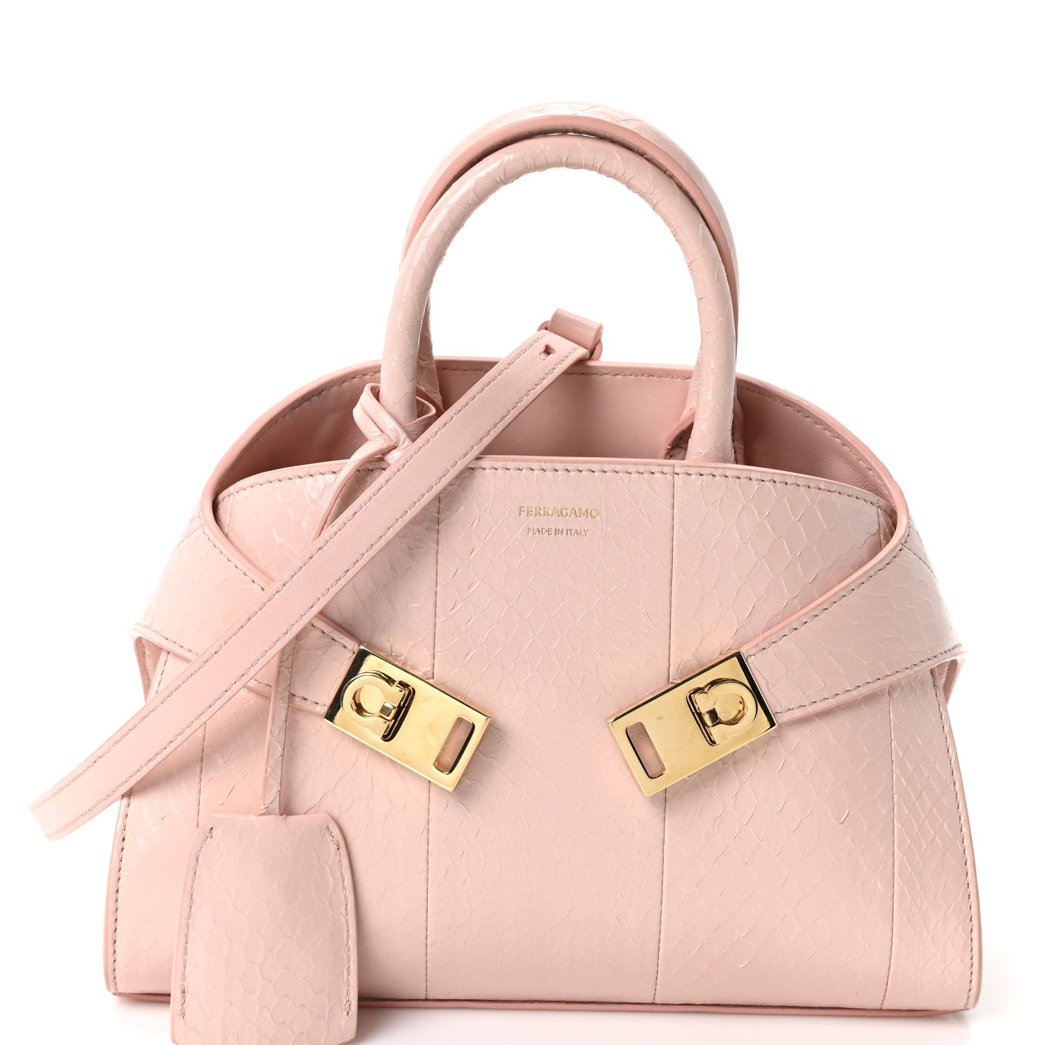 Snakeskin XS Hug Bag Rose Bon Bon