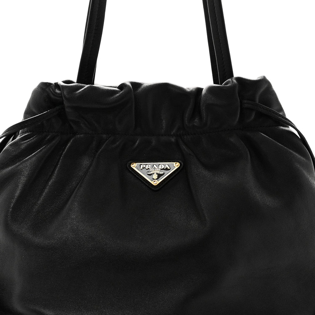Nappa Drawstring Tote Black